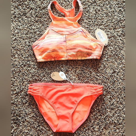 NWT NEW PrAna 2 Piece Bikini Swimsuit Set Azra High Neck Top Zuley Bottom XS - Picture 1 of 6